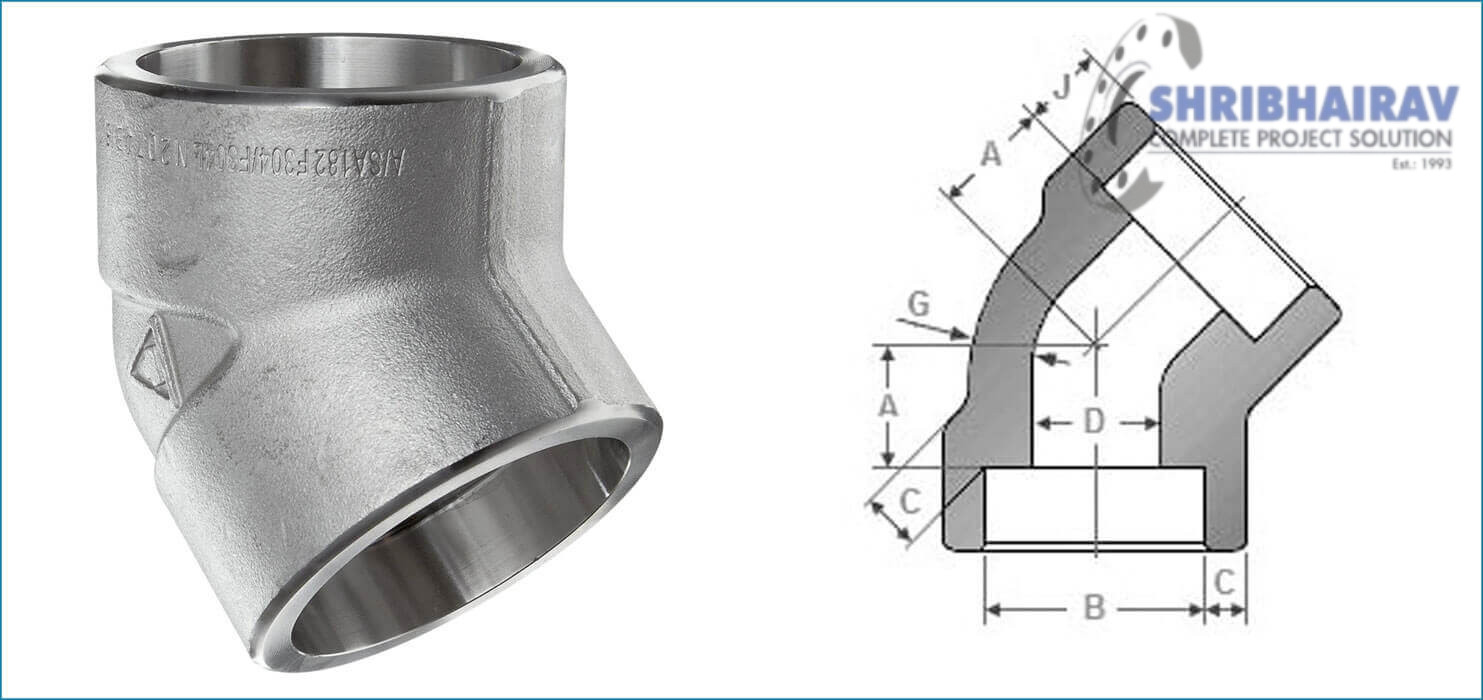 ASME-b16.11 Forged Socket Weld 45 Degree Pipe Elbow